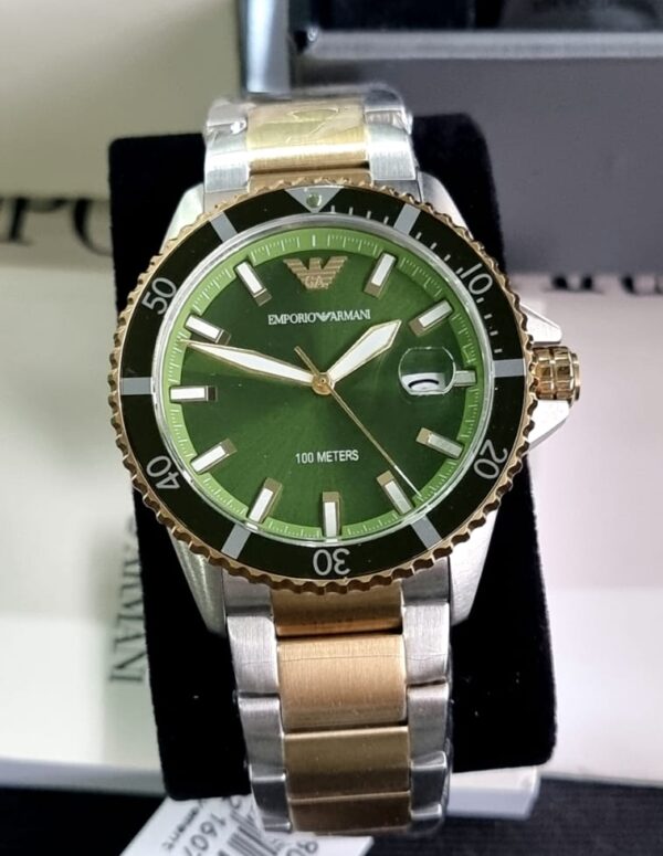 Emporio Armani Men’s Quartz Two-tone Stainless Steel Green Dial 42mm Watch AR80063 01