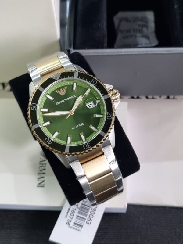 Emporio Armani Men’s Quartz Two-tone Stainless Steel Green Dial 42mm Watch AR80063 02