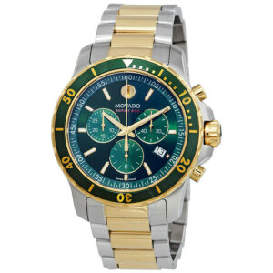 Movado 800 Chronograph Green Dial Two-Tone Men's Watch 2600148 01
