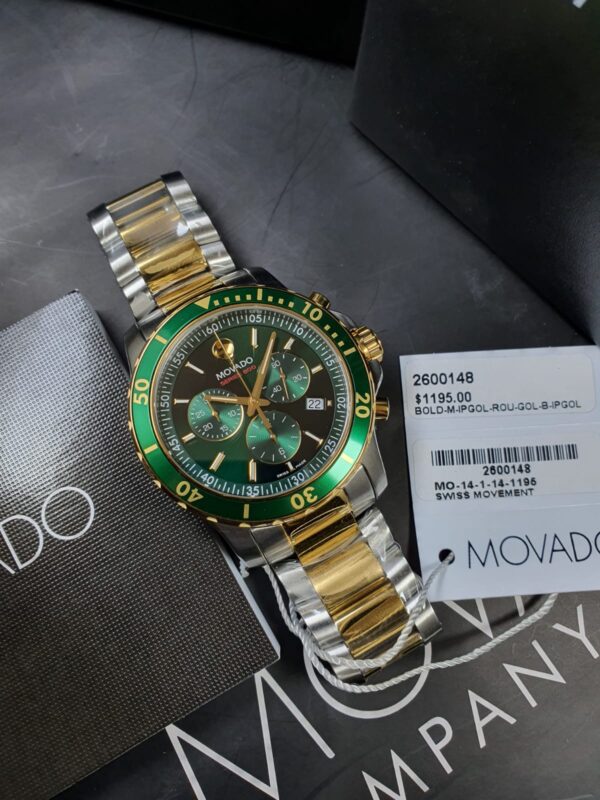 Movado 800 Chronograph Green Dial Two-Tone Men's Watch 2600148 03