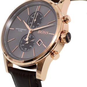 Hugo Boss Men’s Chronograph Quartz Leather Strap Grey Dial 41mm Watch 1513281 02