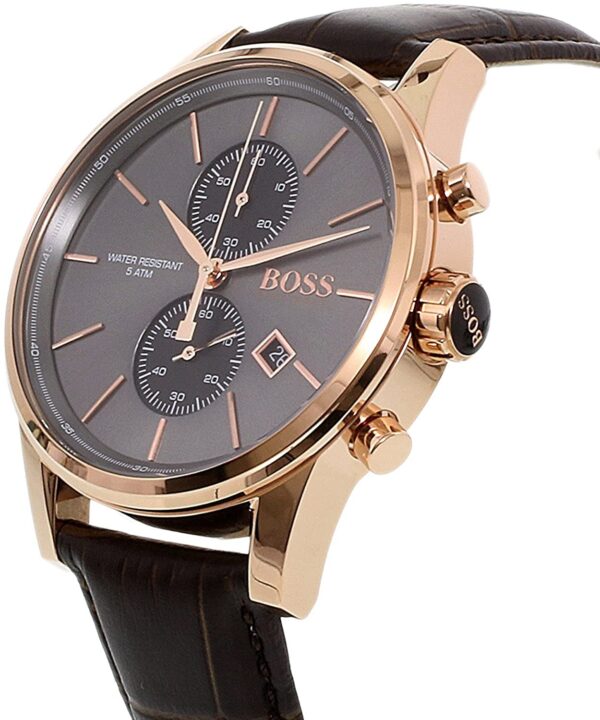 Hugo Boss Men’s Chronograph Quartz Leather Strap Grey Dial 41mm Watch 1513281 02