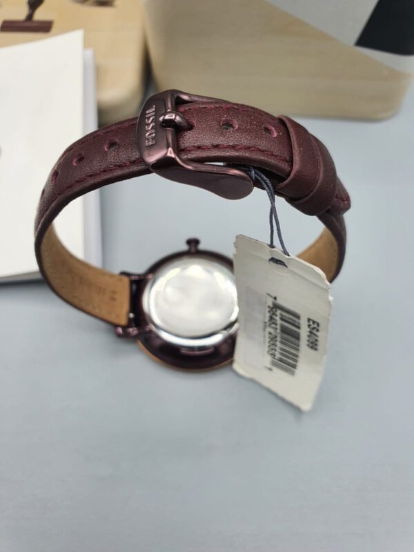 Fossil Jacqueline Burgundy Leather Strap Burgundy Dial Quartz Watch For Ladies - Fossil ES4099 04