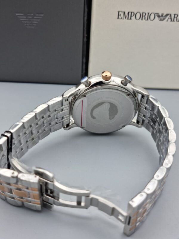 Emporio Armani Men’s Chronograph Quartz Stainless Steel White Dial 43mm Watch AR0399 04