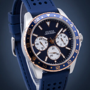 Guess Mens Multi Dial Watch with Silicone Strap, Blue, 44 mm, W1108G4 01