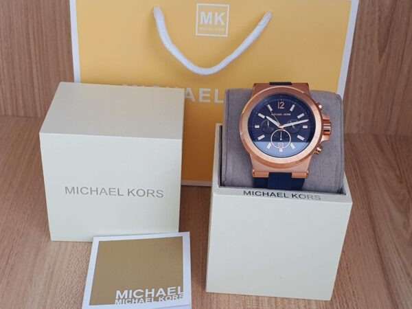 Michael Kors Men’s Chronograph Silicone Strap Blue Dial 49mm Watch MK8295 02